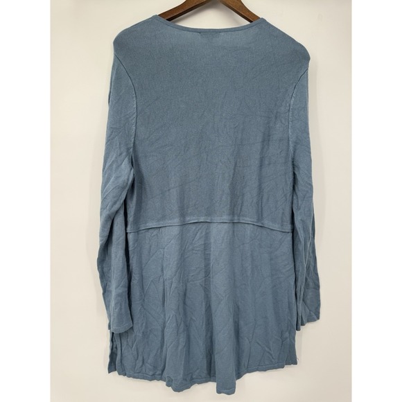 J jill wool Soft Blue Long Sleeve Tunic Top Flowy Swing Hem Casual Minimalist XL - Picture 9 of 11